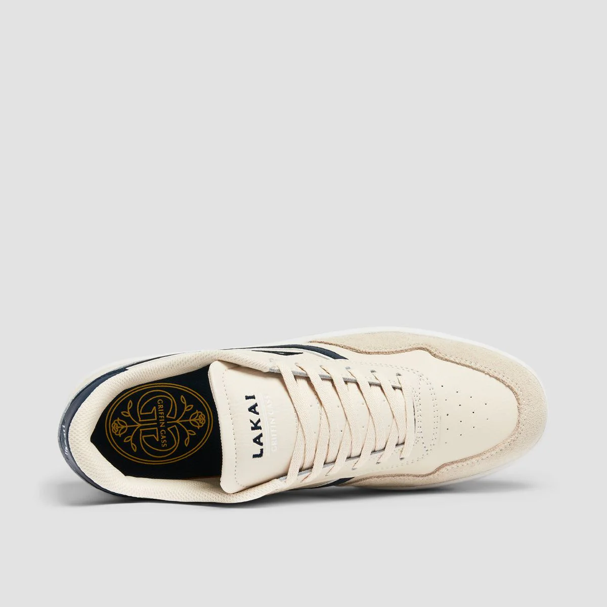 Lakai Terrace Shoes - Cream/Navy Suede - Image 4