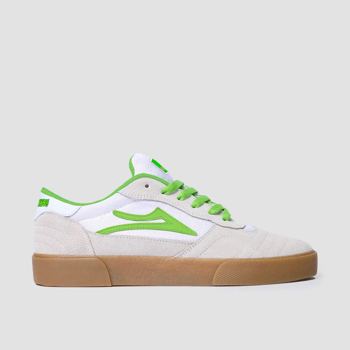 Lakai X Yeah Right! Cambridge Shoes - White/UV Green Suede - Image 2