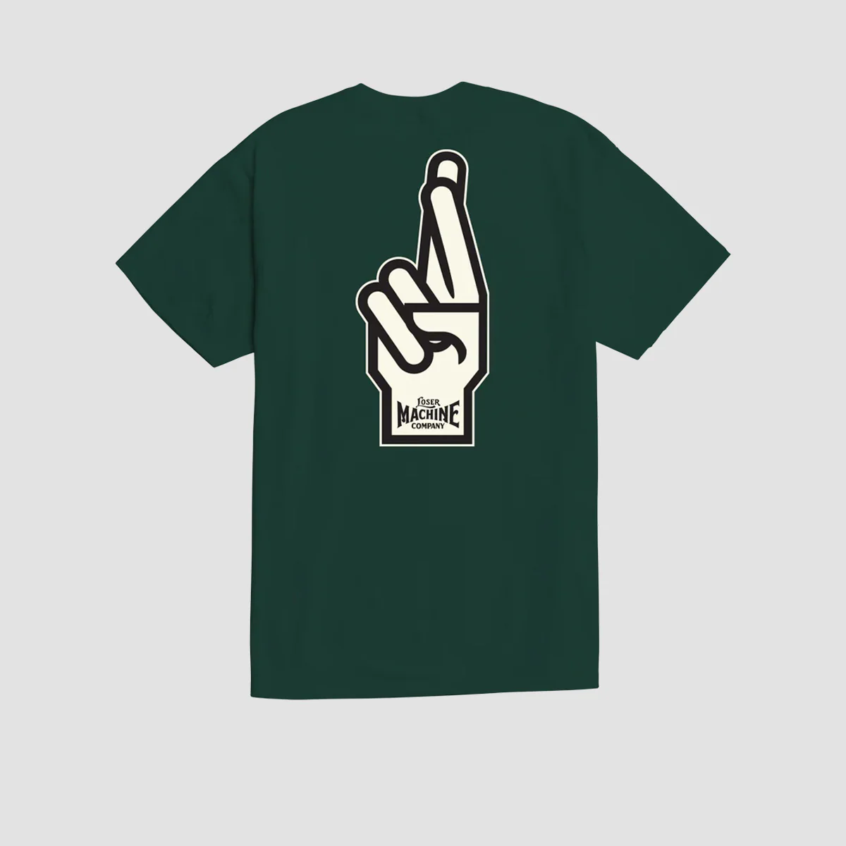 Loser Machine Good Luck Fingers T-Shirt Forest/Cream - Image 2