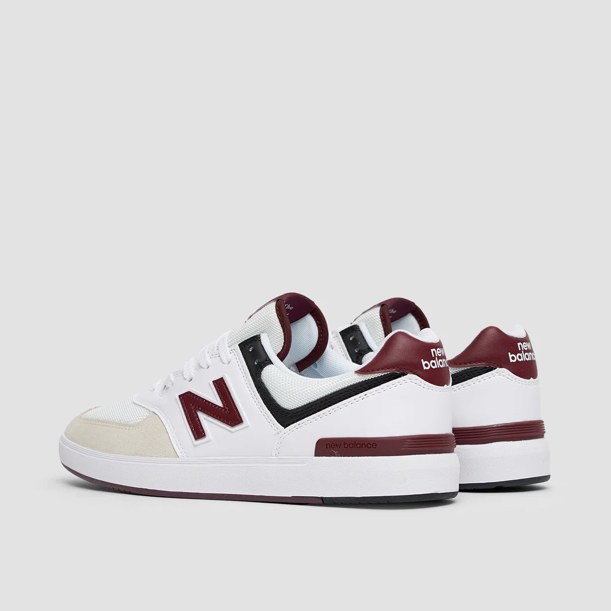 New Balance Court 574 Shoes - White/Crimson - Image 3