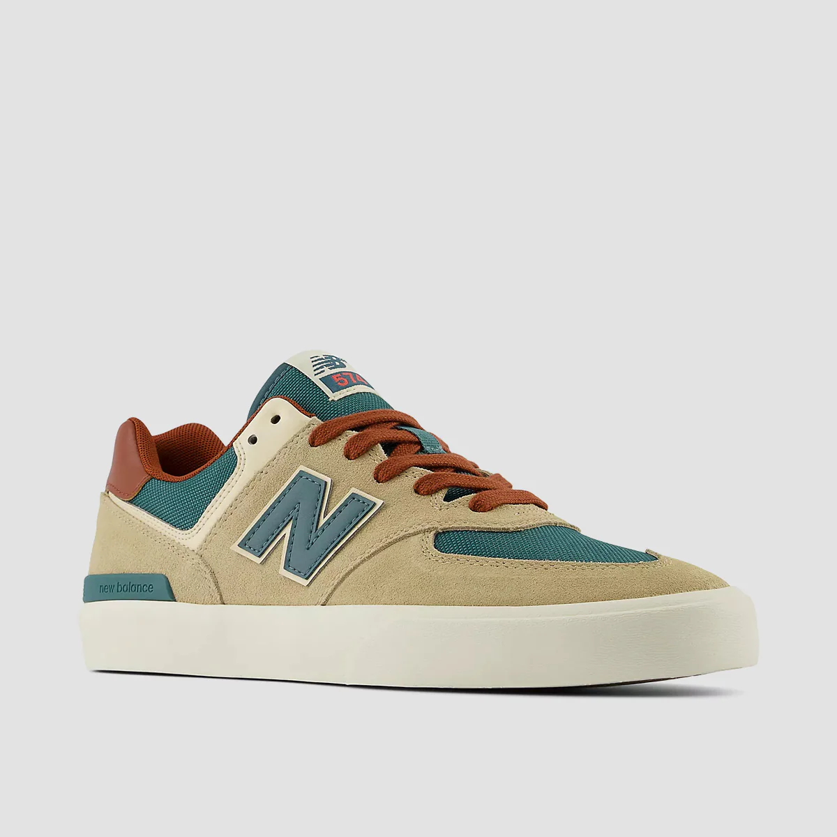 New Balance Numeric 574 Shoes - Tan/Forest Green - Image 2
