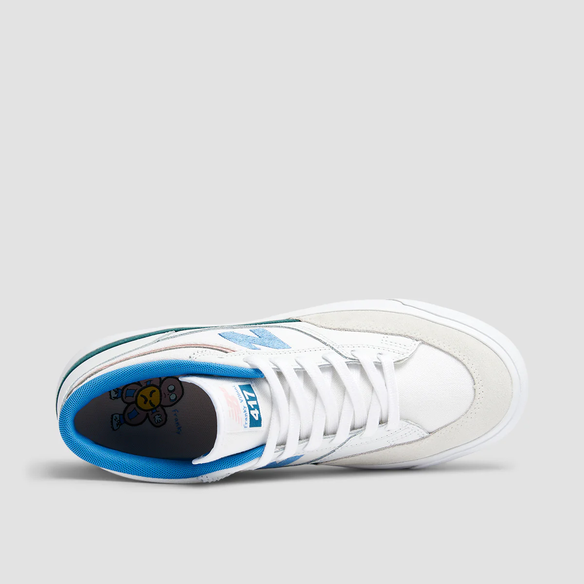New Balance Numeric Franky Villani 417 Mid Top Shoes - White/Blue Laguna - Image 4