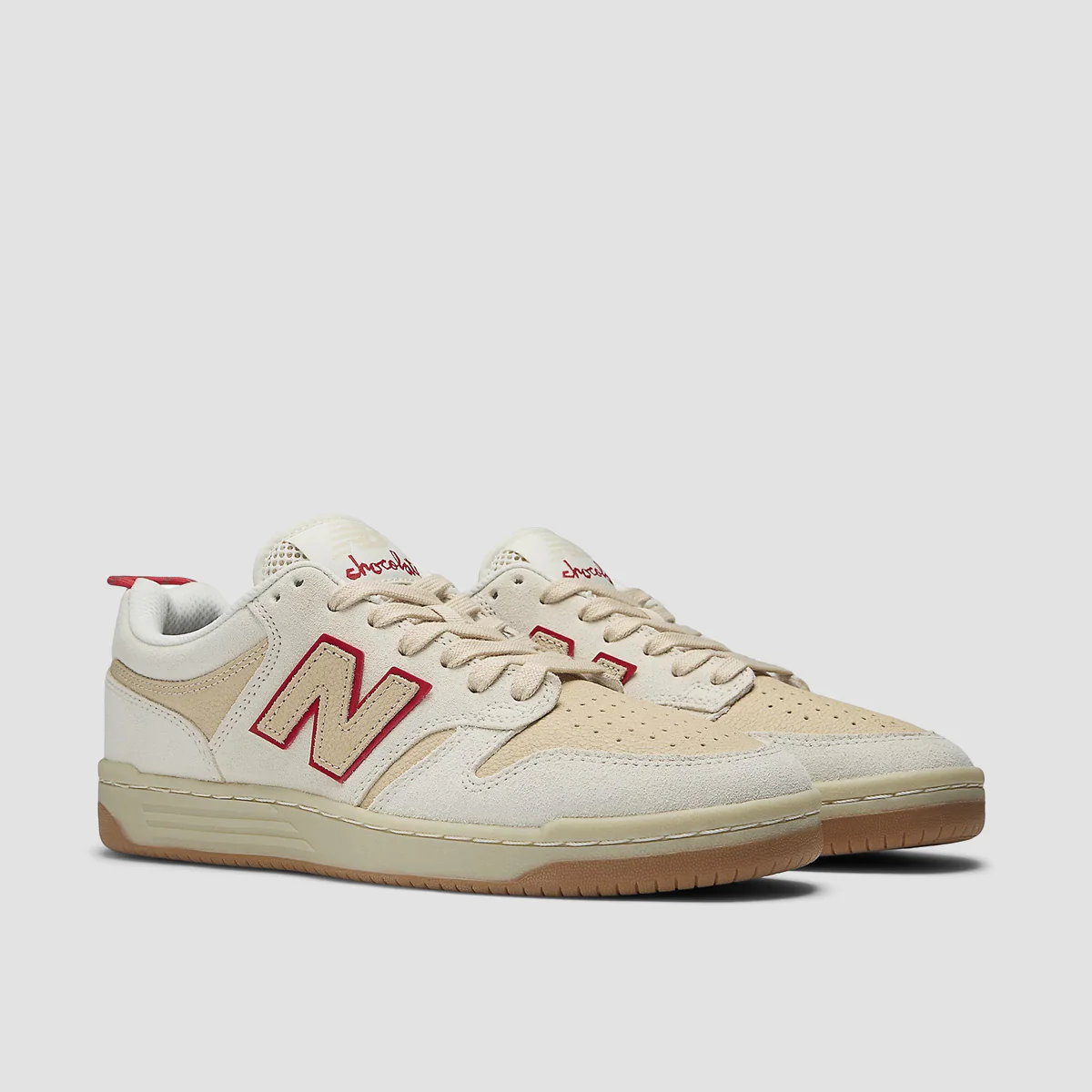 New Balance x Chocolate Numeric 480 V1 Shoes - Sea Salt/Red - Image 2