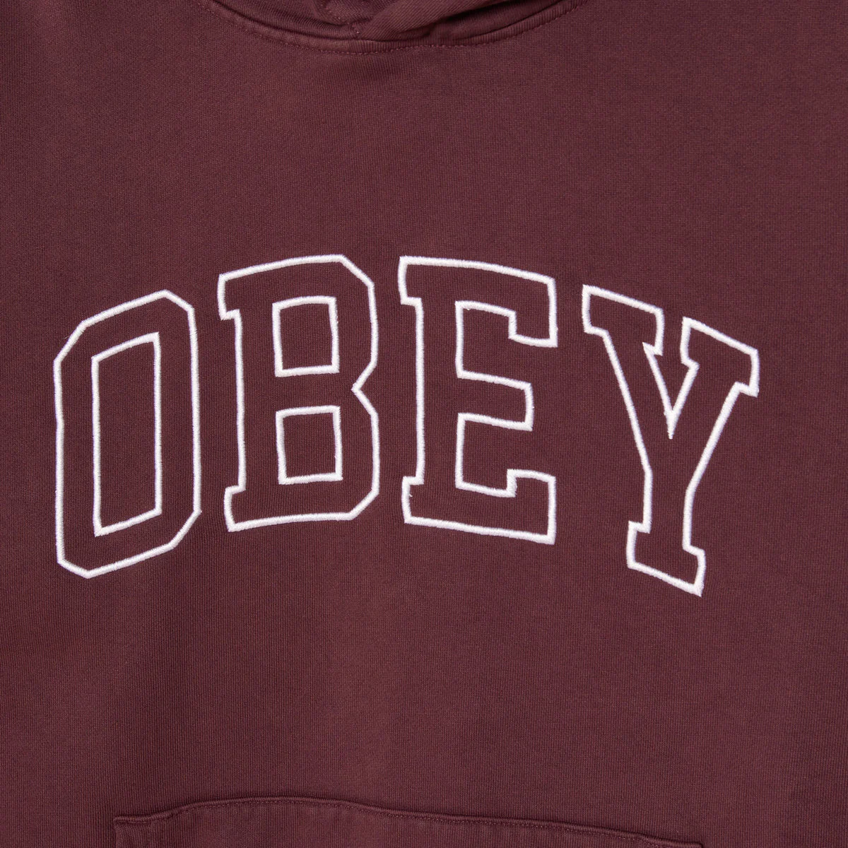OBEY Collegiate Faded Extra Heavyweight Pullover Hoodie Winetasting Faded Wash - Image 2