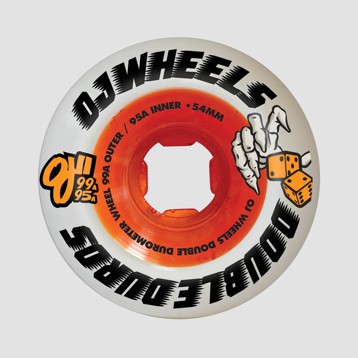 OJ Double Duro 101a/95a Mini Combo Skateboard Wheels White/Orange 54mm - Image 3