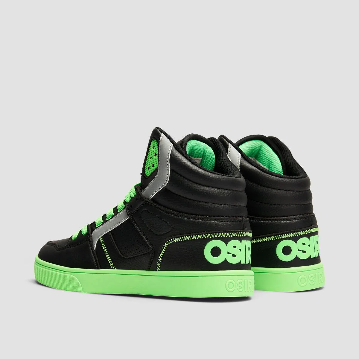 Osiris Clone High Top Shoes - Black/Black/Green - Image 3