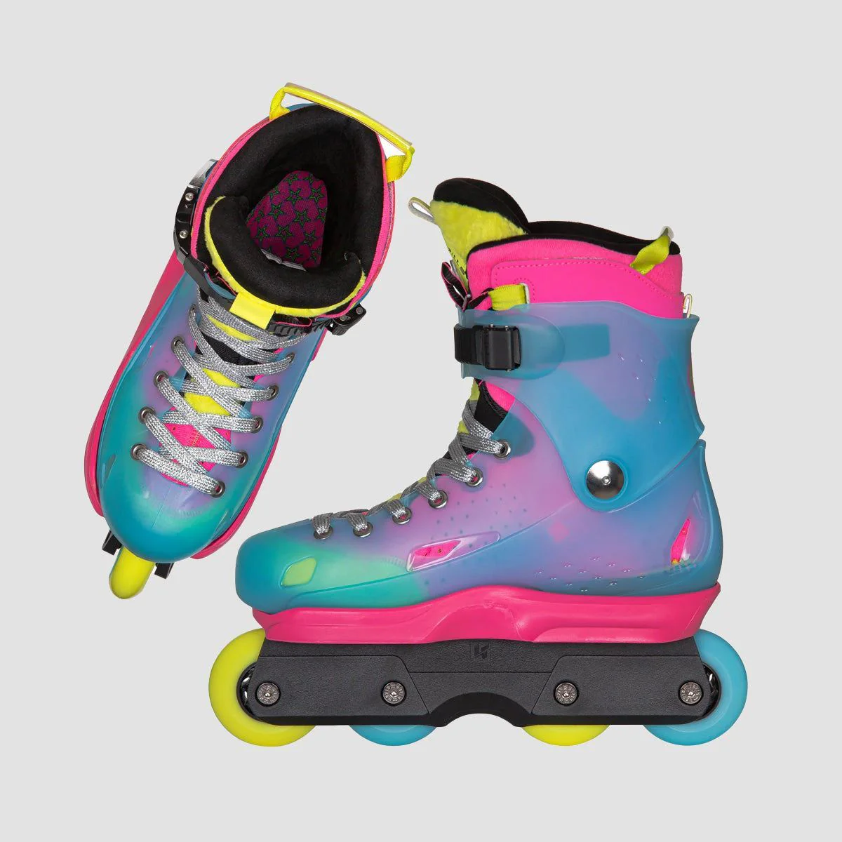 Playlife Robbie Pitts Fantasy 72 Aggressive Inline Skates Yellow/Pink/Bit Colourful - Image 2