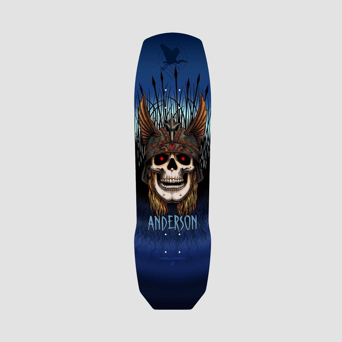 Powell Peralta Andy Anderson Heron Skull 290 Skateboard Deck Blue - 9.13"
