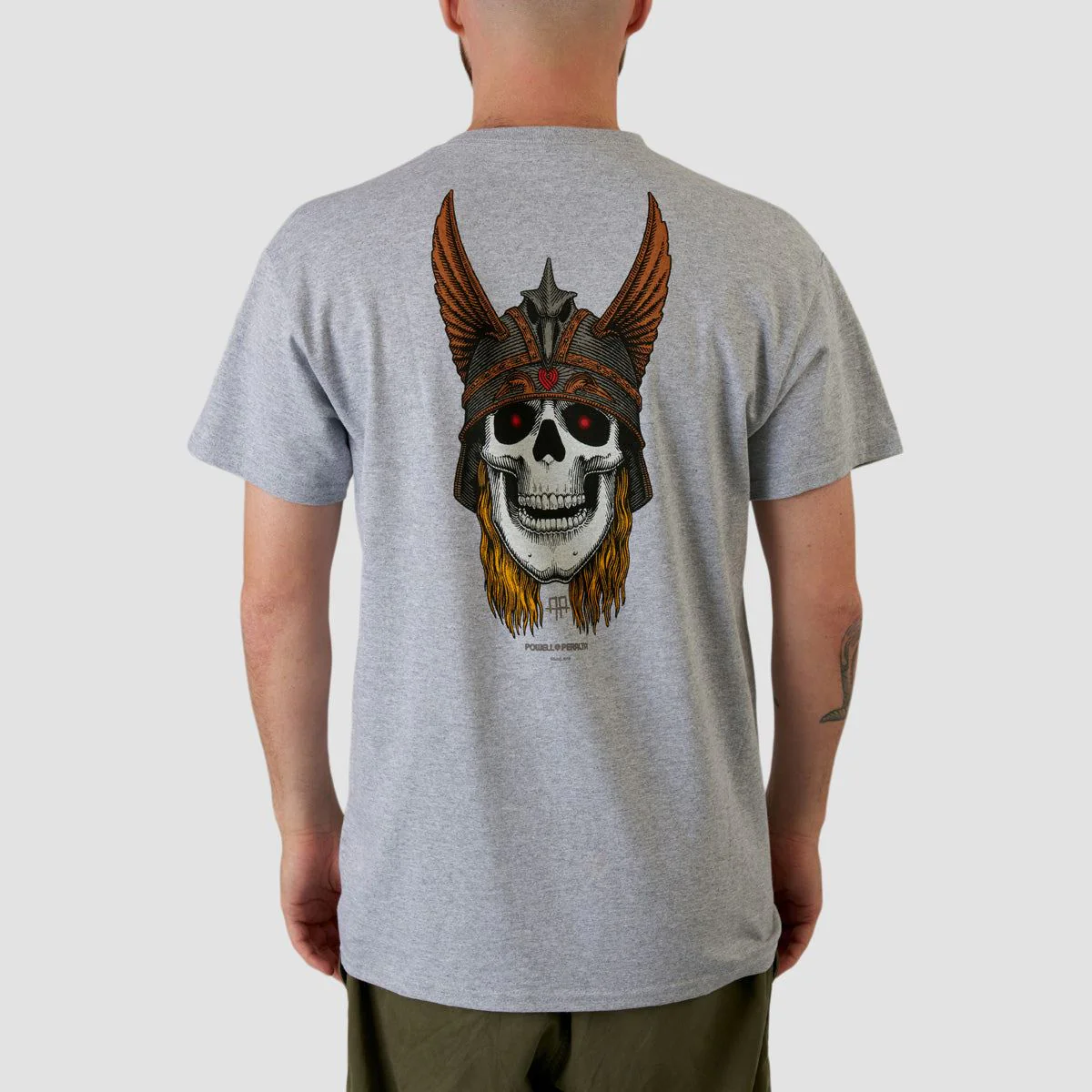 Powell Peralta Andy Anderson Skull T-Shirt Sport Grey - Image 2