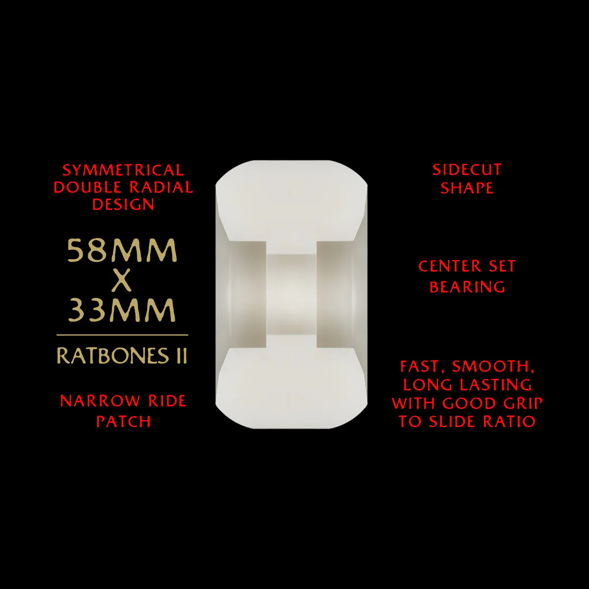 Powell Peralta Dragon Formula 93A Ratbone II Skateboard Wheels Off White/Red 58x33mm - Image 3