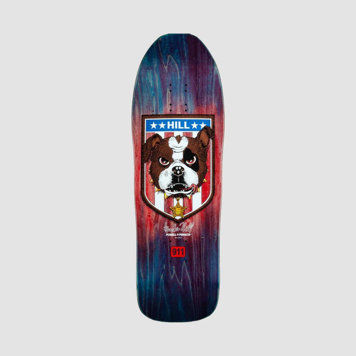 Powell Peralta Frankie Hill Bulldog Reissue Skateboard Deck Blue/Red Fade - 10"