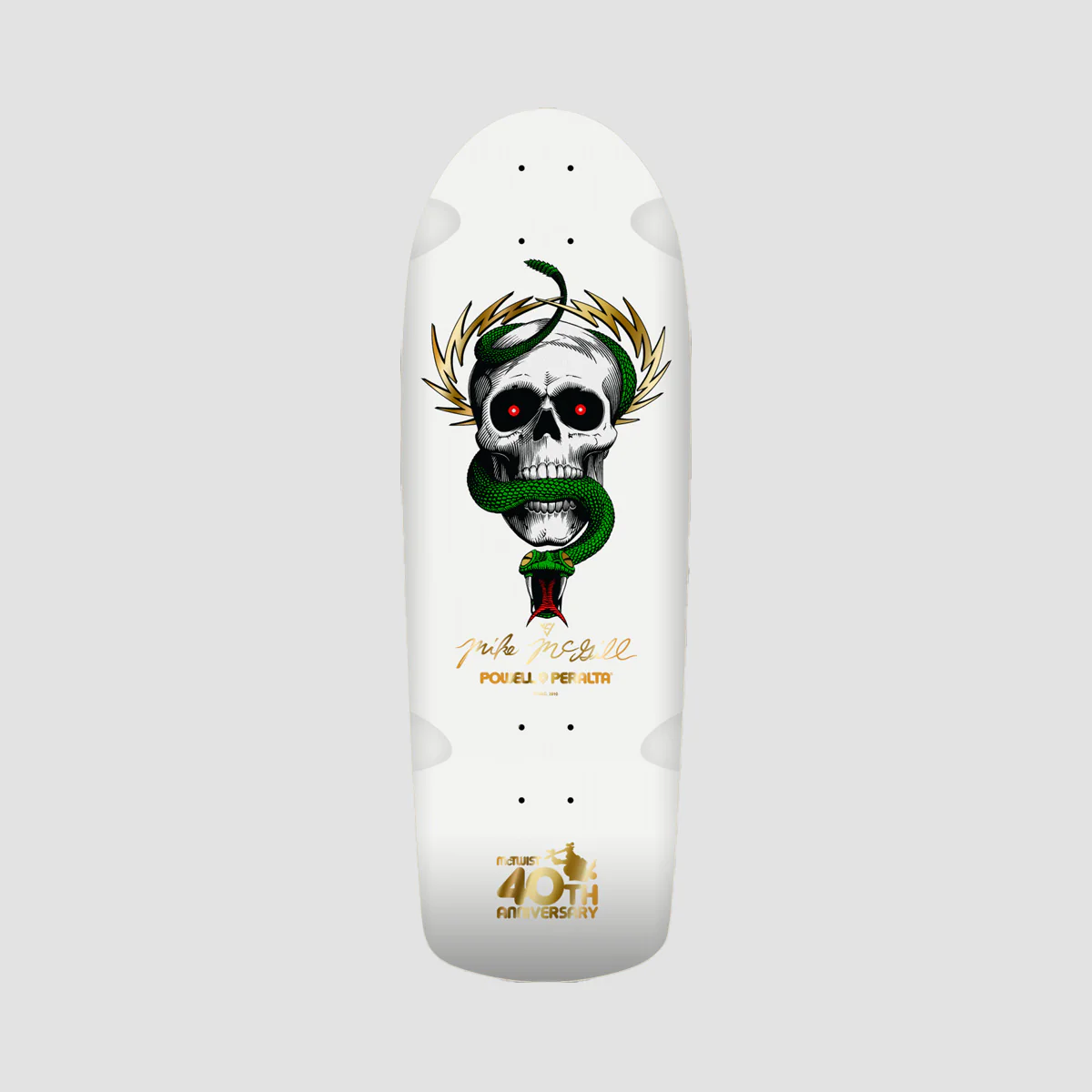 Powell Peralta Mike McGill 40th Anniversary McTwist Reissue Skateboard Deck White/Gold Foil - 10"