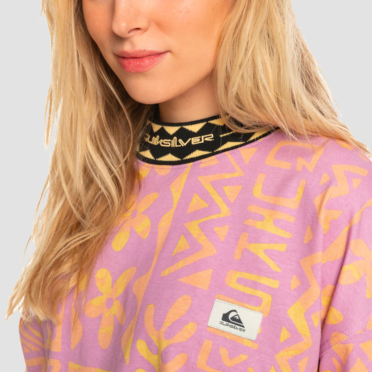 Quiksilver 90s Crop Longer Sleeve T-Shirt Orchid Flower Tropical Trip W - Womens - Image 2