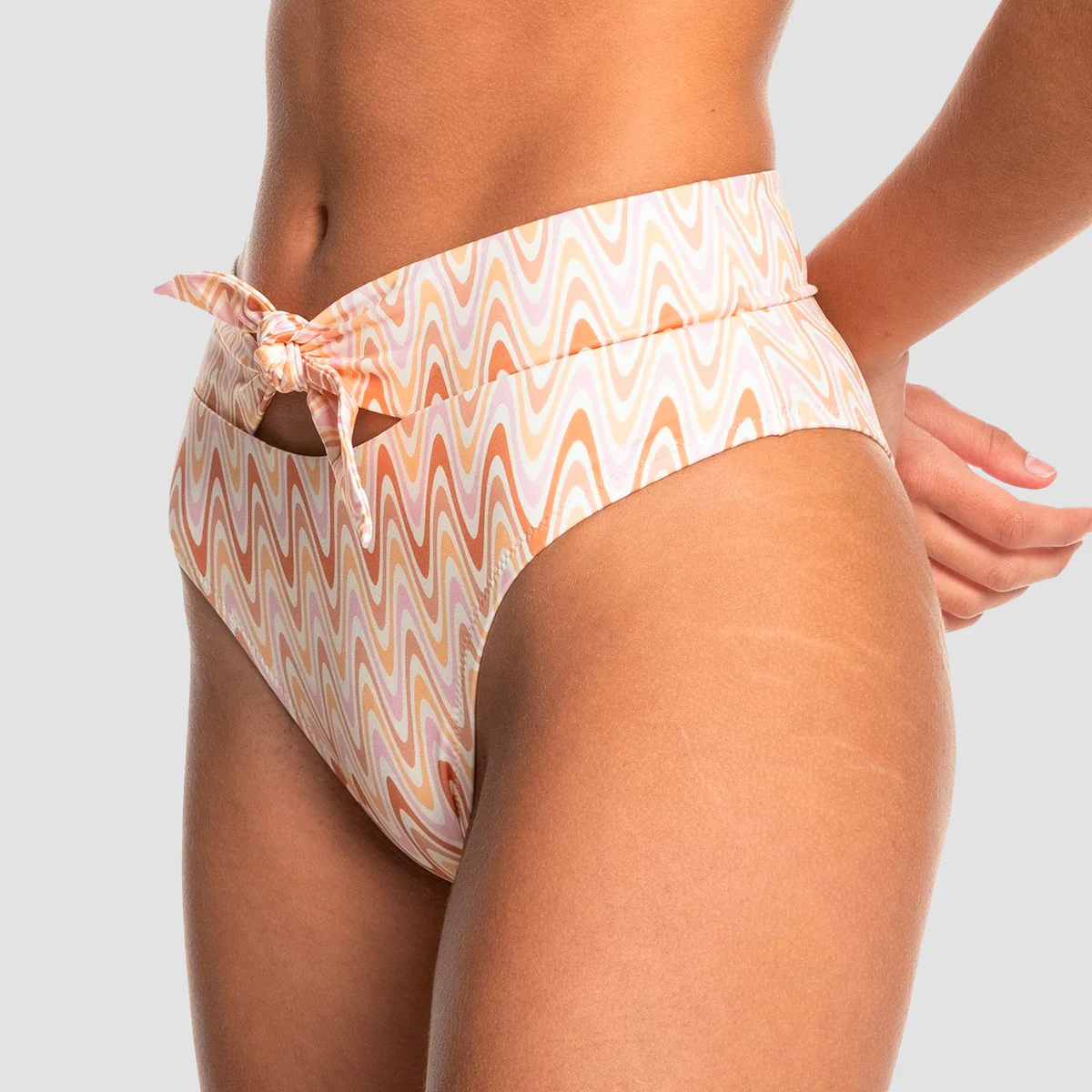 Quiksilver Classic Tie High Waisted Bikini Bottoms Cosmic Ripples Bleached Mauve - Womens - Image 2