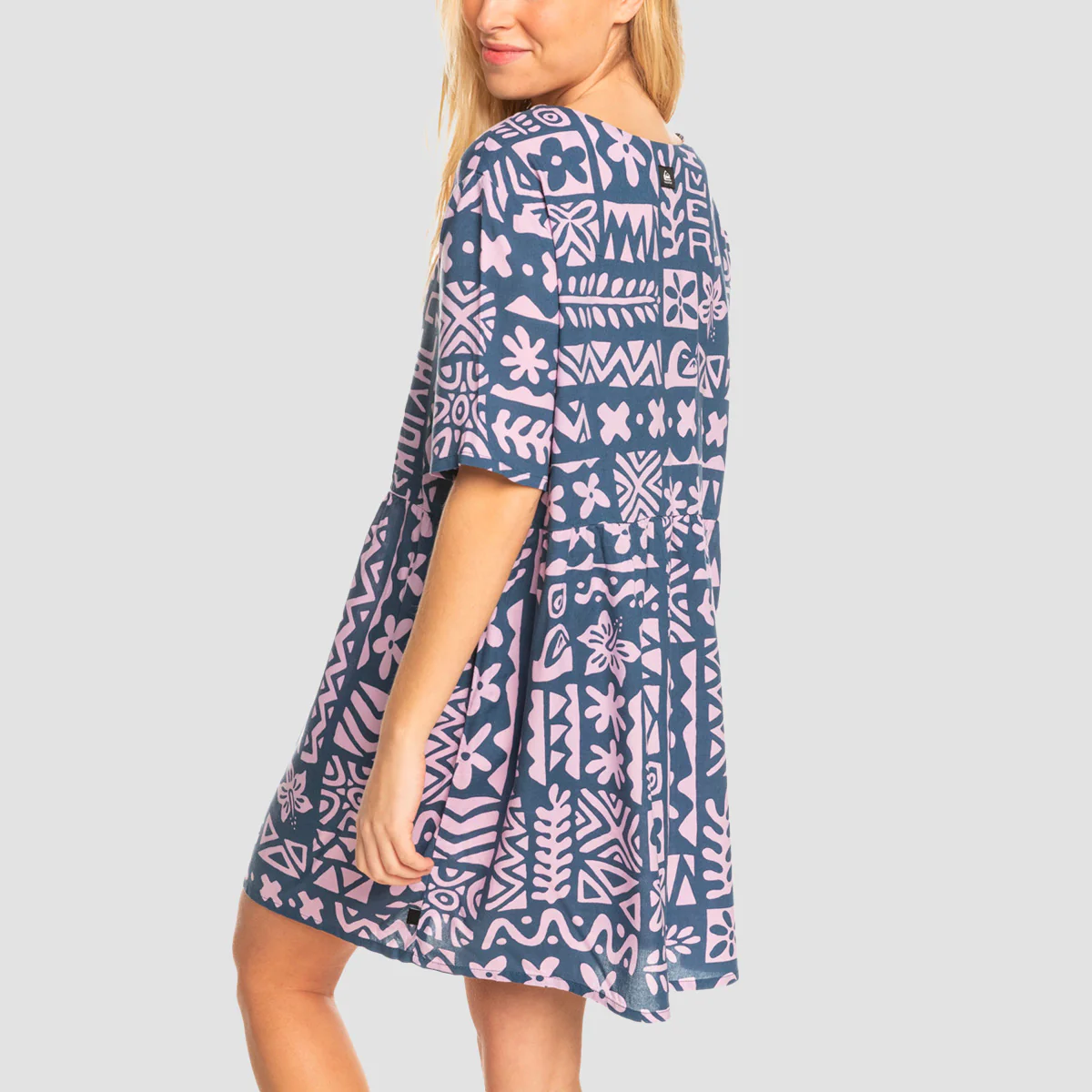 Quiksilver Cosmic Ripple Short Sleeve Dress Vintage Indigo Tropical Trip - Womens - Image 2