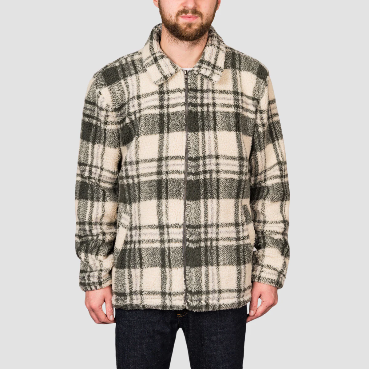Quiksilver Locals Only Sherpa Zip Fleece Kalamata Check Bogong Gum - Image 2