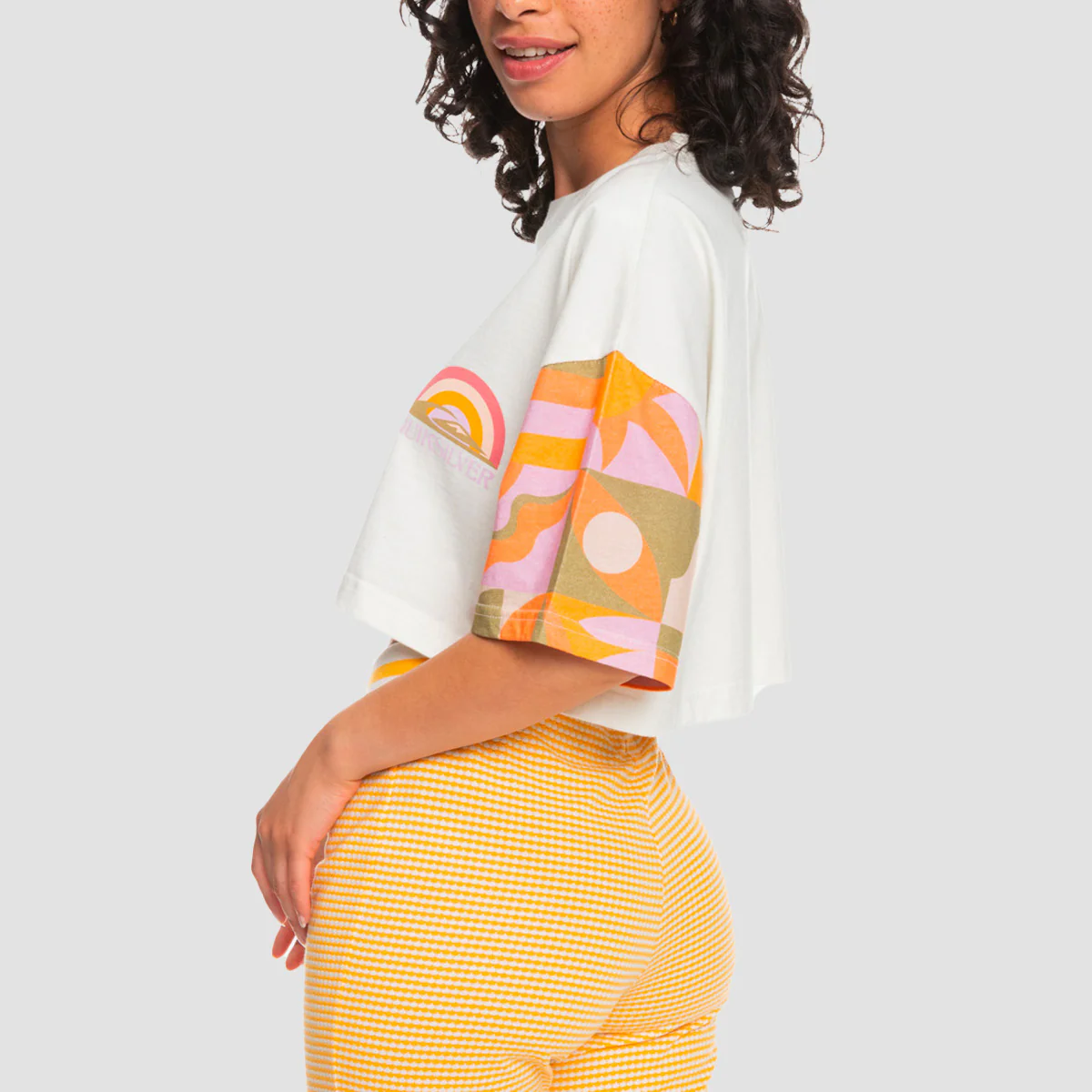 Quiksilver Maxi Crop Bloc Organic T-Shirt Lily White - Womens - Image 2