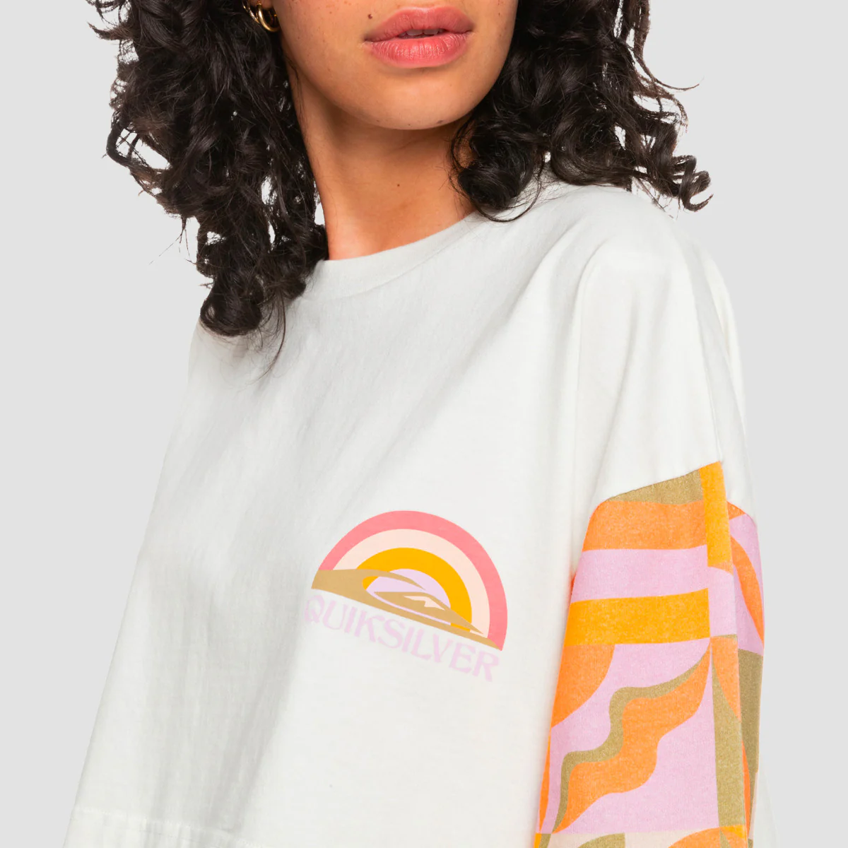 Quiksilver Maxi Crop Bloc Organic T-Shirt Lily White - Womens - Image 3