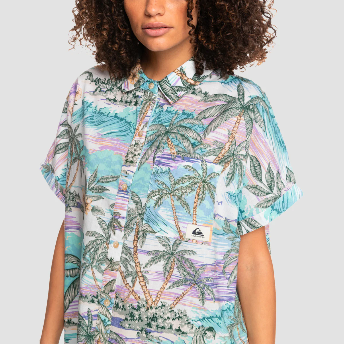 Quiksilver On Vacation Short Sleeve Shirt Dress Dreamscape Pool - Womens - Image 3