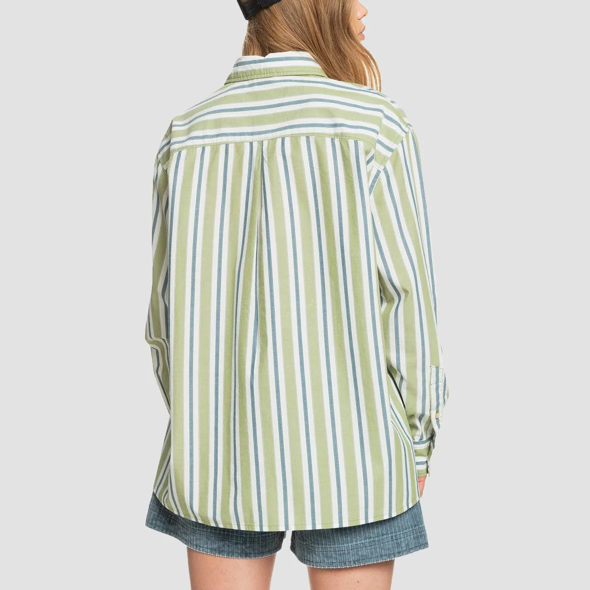Quiksilver Ride The Sun Longsleeve Shirt Calliste Green Boyfriend Stripe - Womens - Image 2