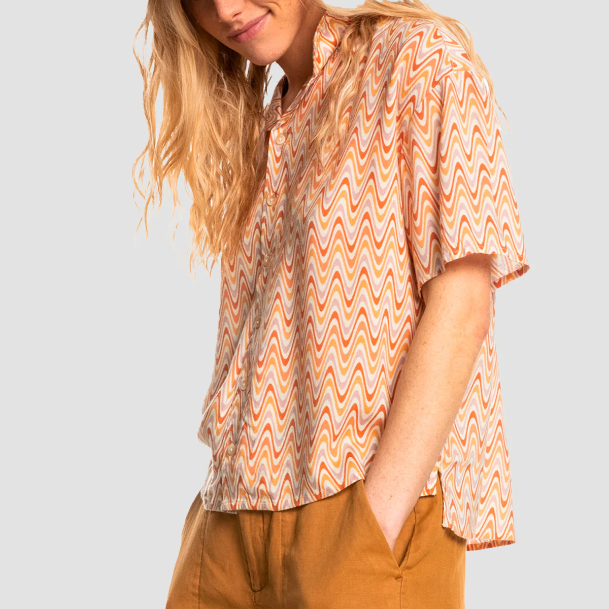 Quiksilver Sunny Ride Short Sleeve Shirt Cosmic Ripples Bleached Mauve - Womens - Image 2