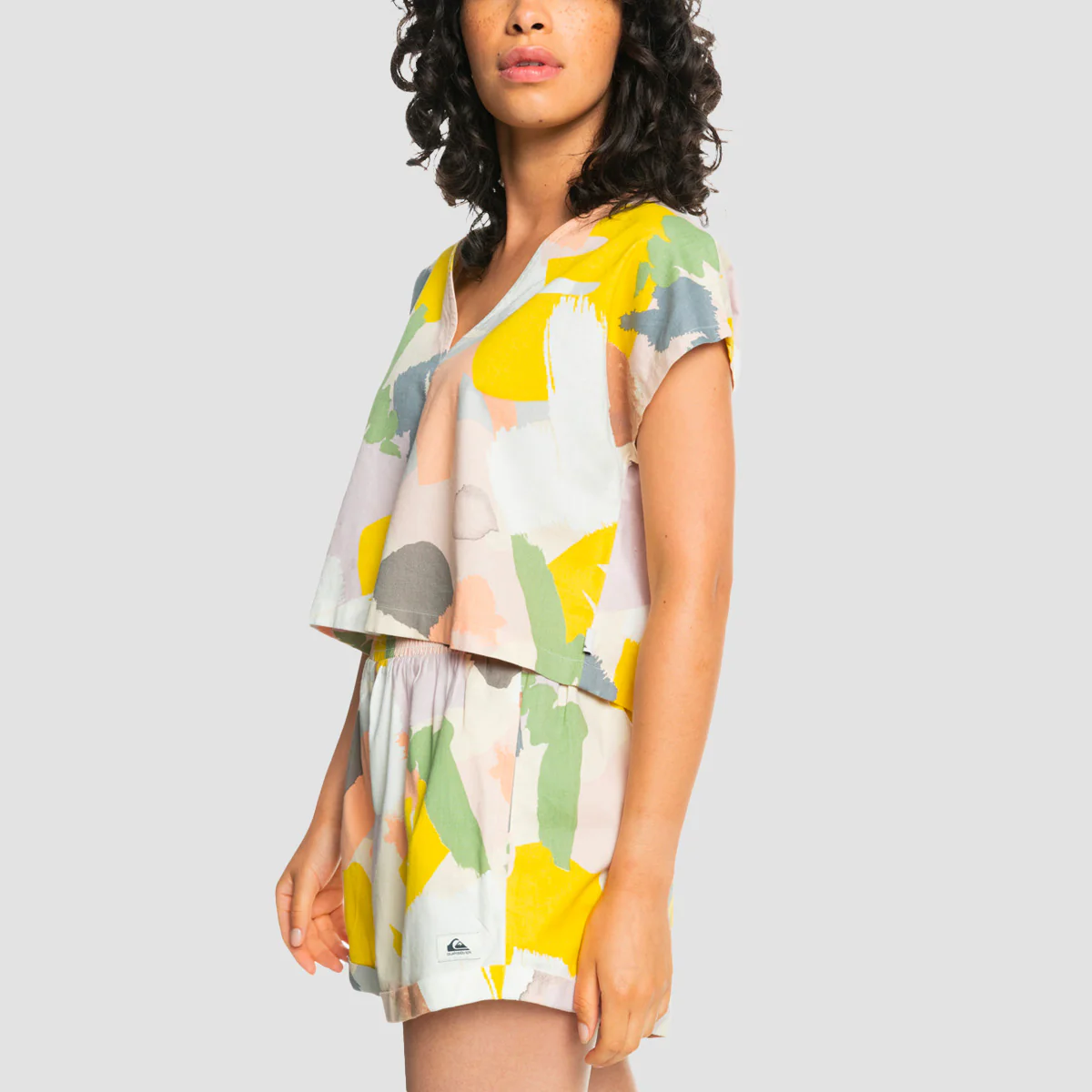 Quiksilver Vacay Short Sleeve Cropped Blouse Limeade Free Form - Womens - Image 2