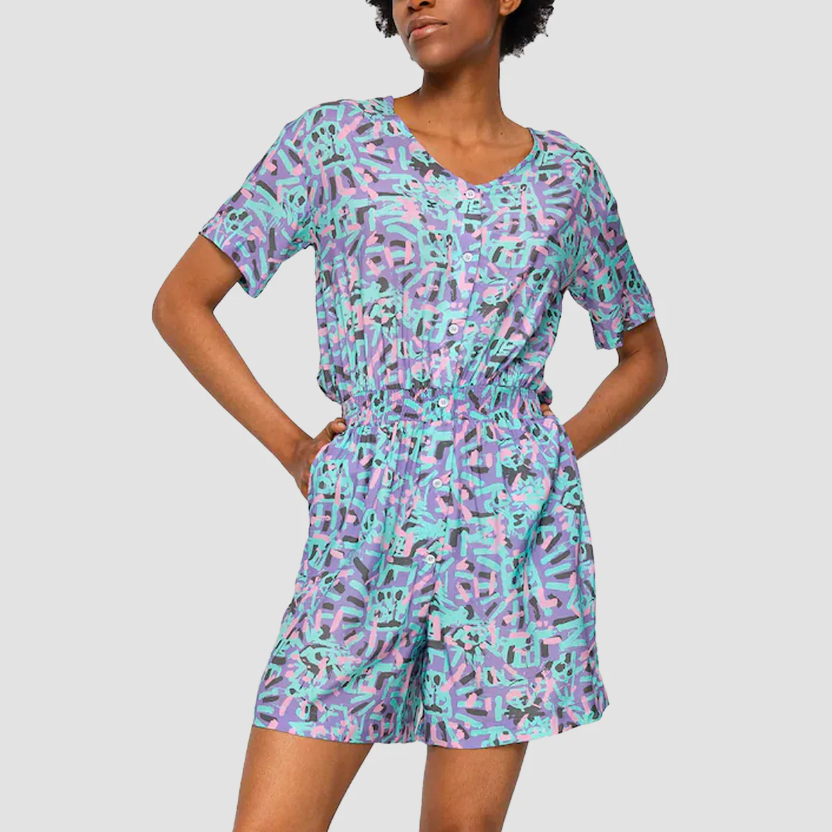 Quiksilver x Stranger Things Lenora Woven Romper Dress Warpaint Marlin - Womens - Image 3