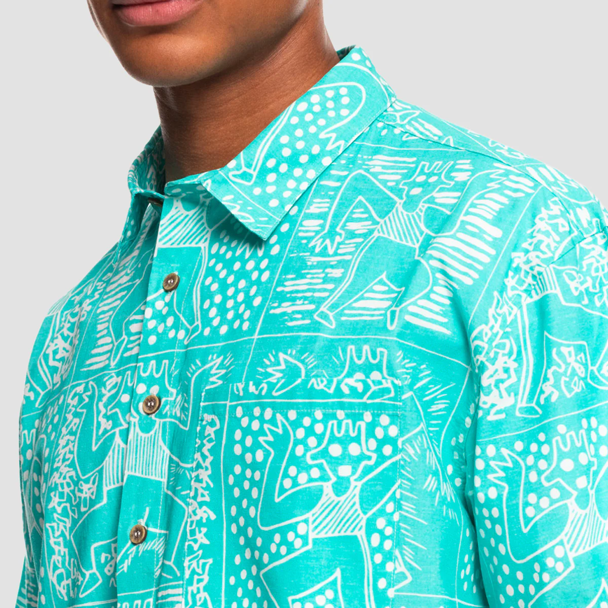 Quiksilver x Stranger Things Tribal Short Sleeve Shirt Lenora Joker Aruba Blue - Image 3
