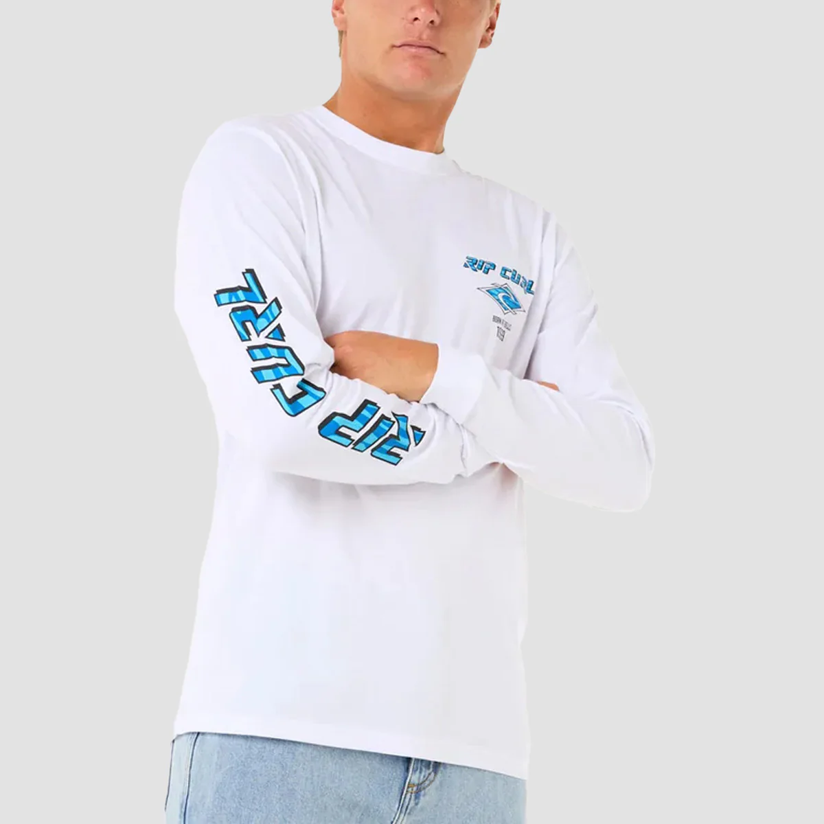 Rip Curl Fade Out Icon Longsleeve T-Shirt White - Image 2