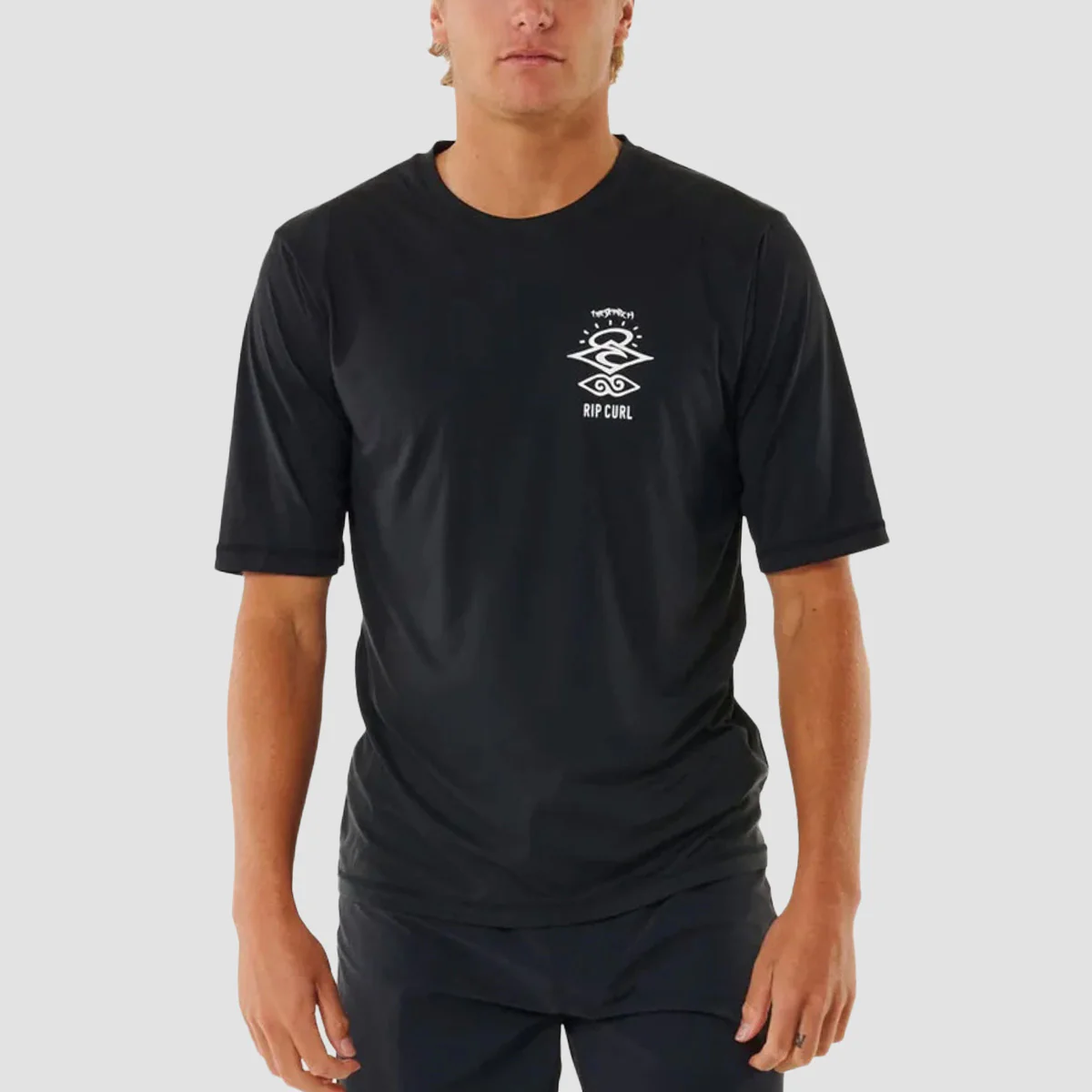 Rip Curl Icons Surflite UPF Short Sleeve Rash Vest Black - Image 2