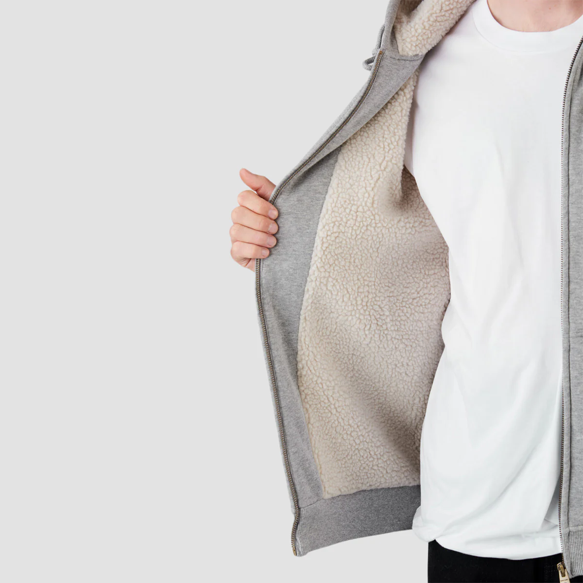 Rip Curl Icos Sherpa Lined Zip Hoodie Grey Marle - Image 4