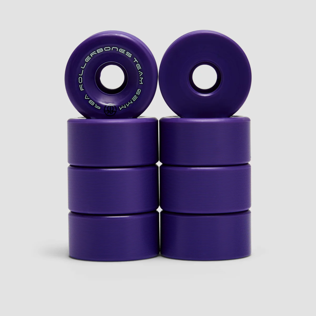 Rollerbones Team Logo 98a Quad Wheels x8 Purple 62mm