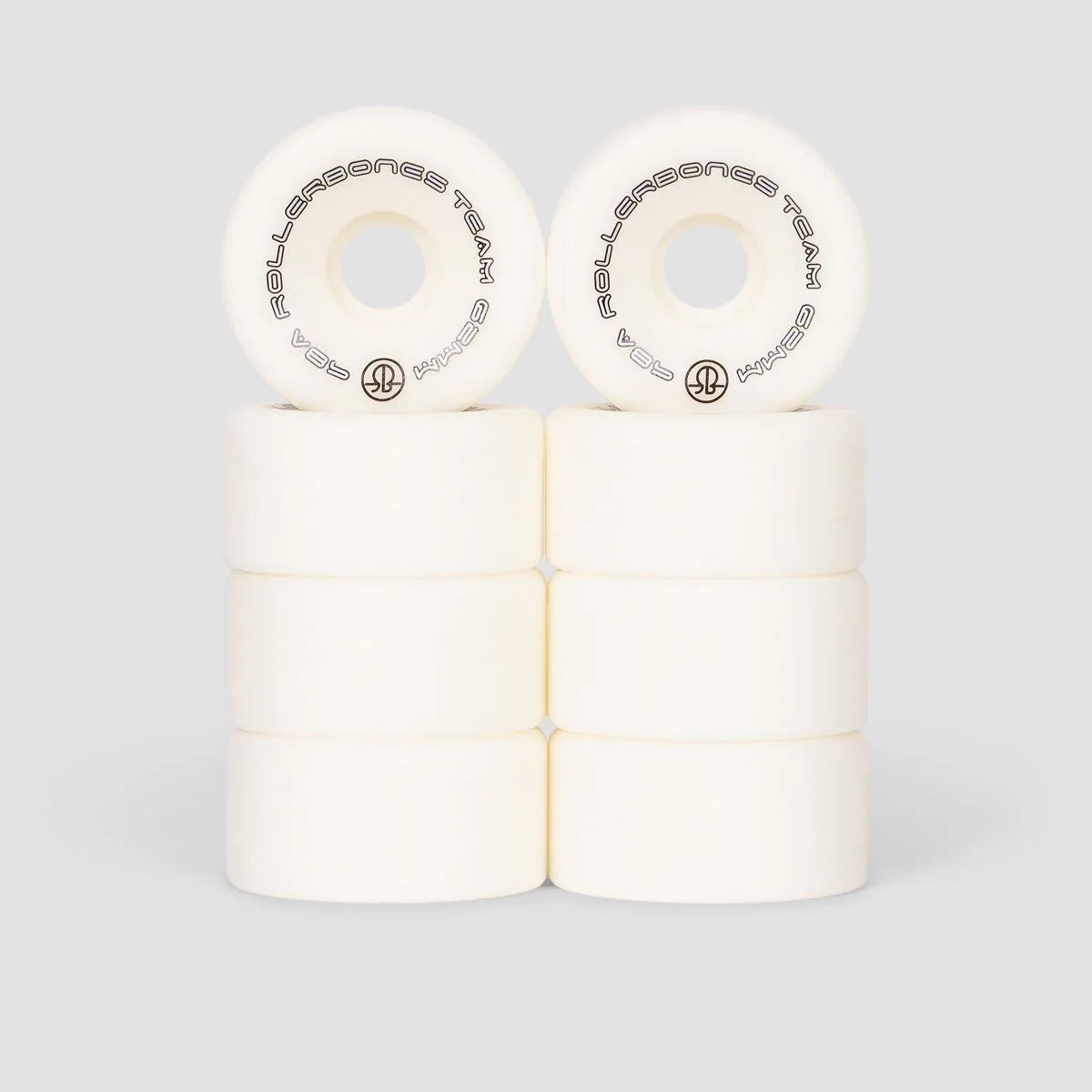 Rollerbones Team Logo 98a Quad Wheels x8 White 62mm