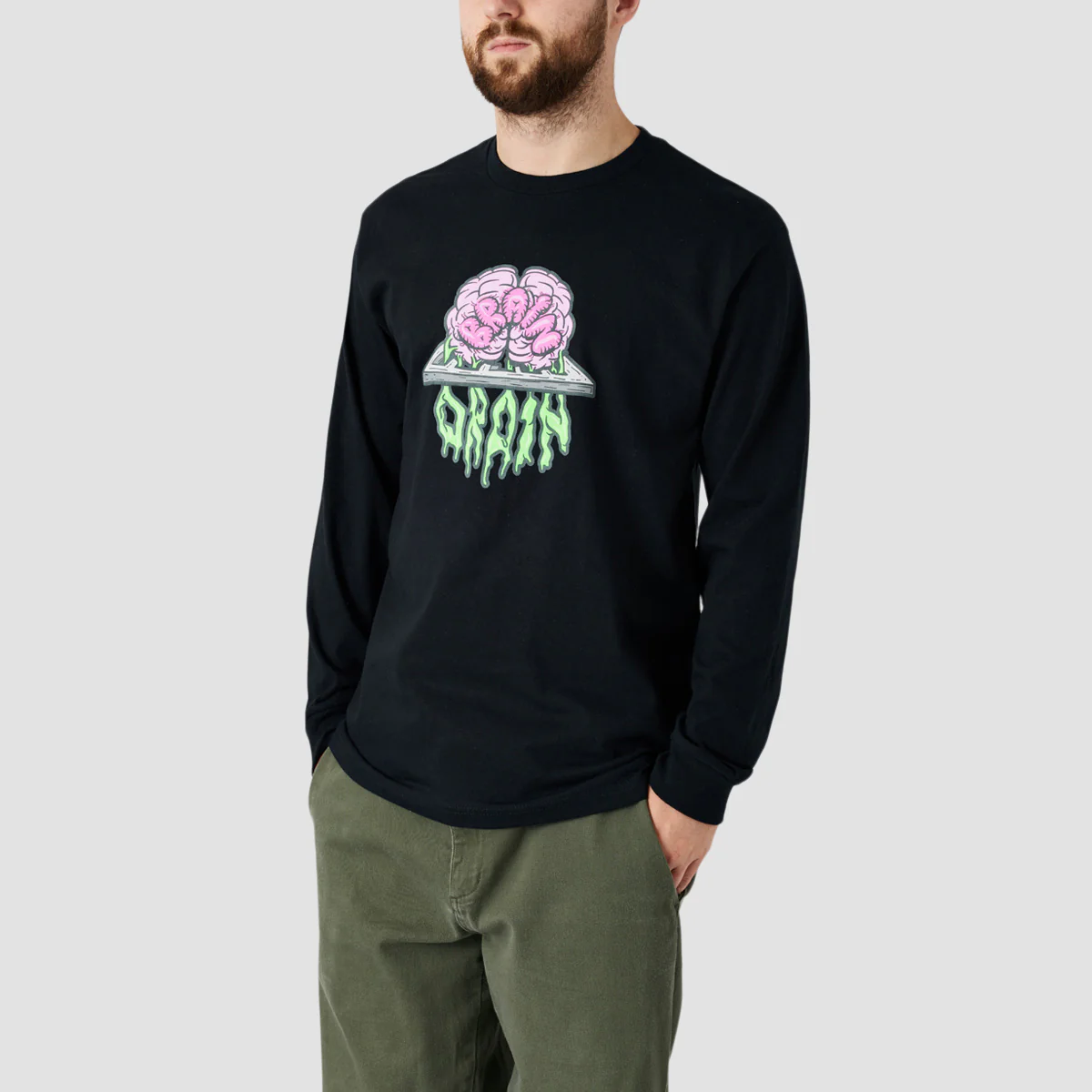 Brain Drain Longsleeve T-Shirt Black - Image 2