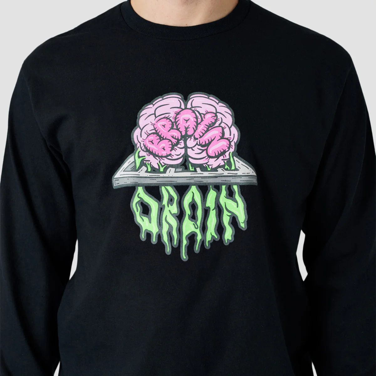 Brain Drain Longsleeve T-Shirt Black - Image 3