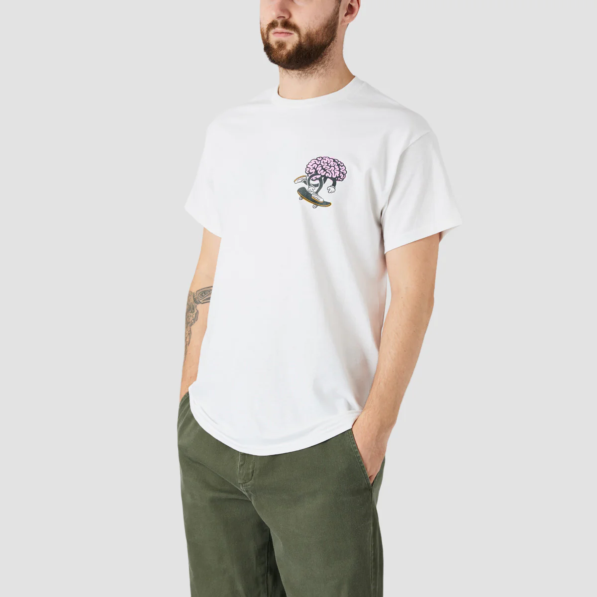 Brain Drain Brain Push T-Shirt White - Image 2