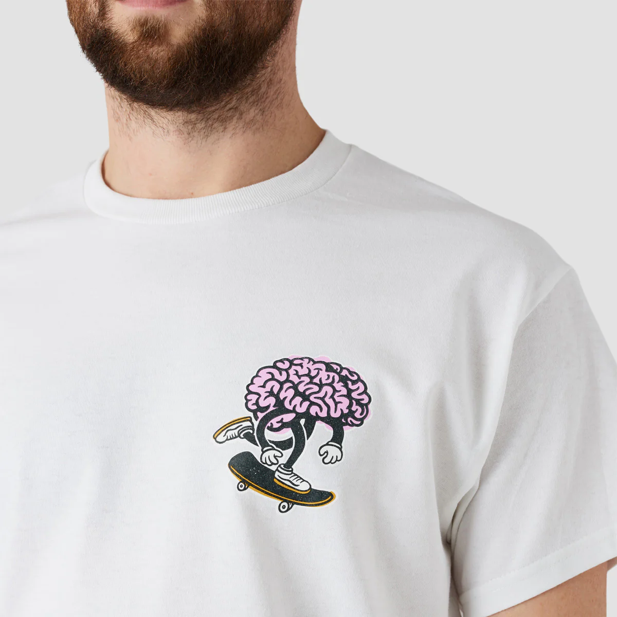 Brain Drain Brain Push T-Shirt White - Image 3