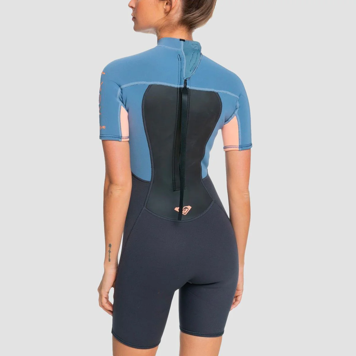 Roxy 2/2mm Prologue Back Zip Shorty Wetsuit Cloud Black/Powdered Grey/Sunglow - Womens - Image 3