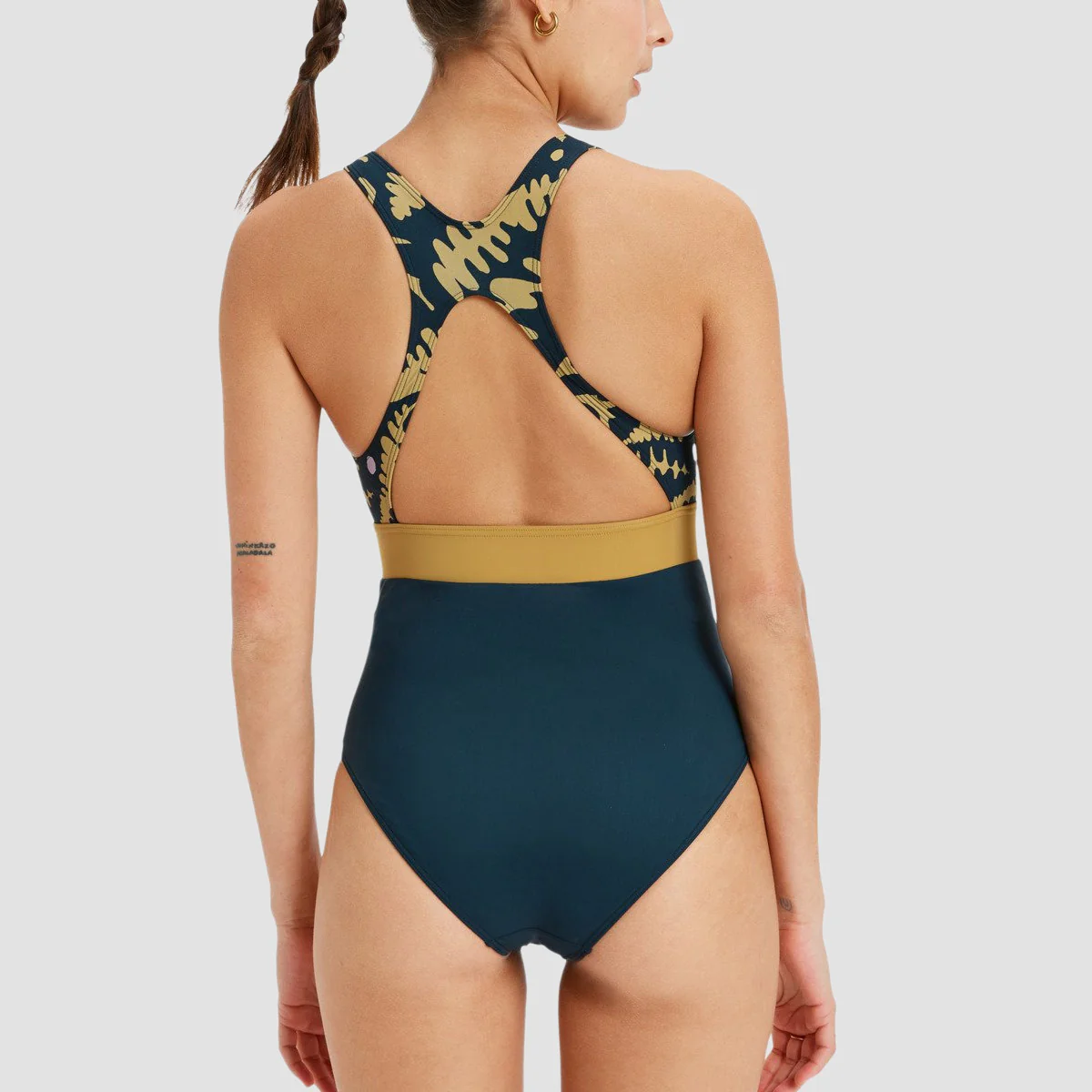 Roxy Active Front Zip Swimsuit Anthracite Big Flowers - Womens - Image 2