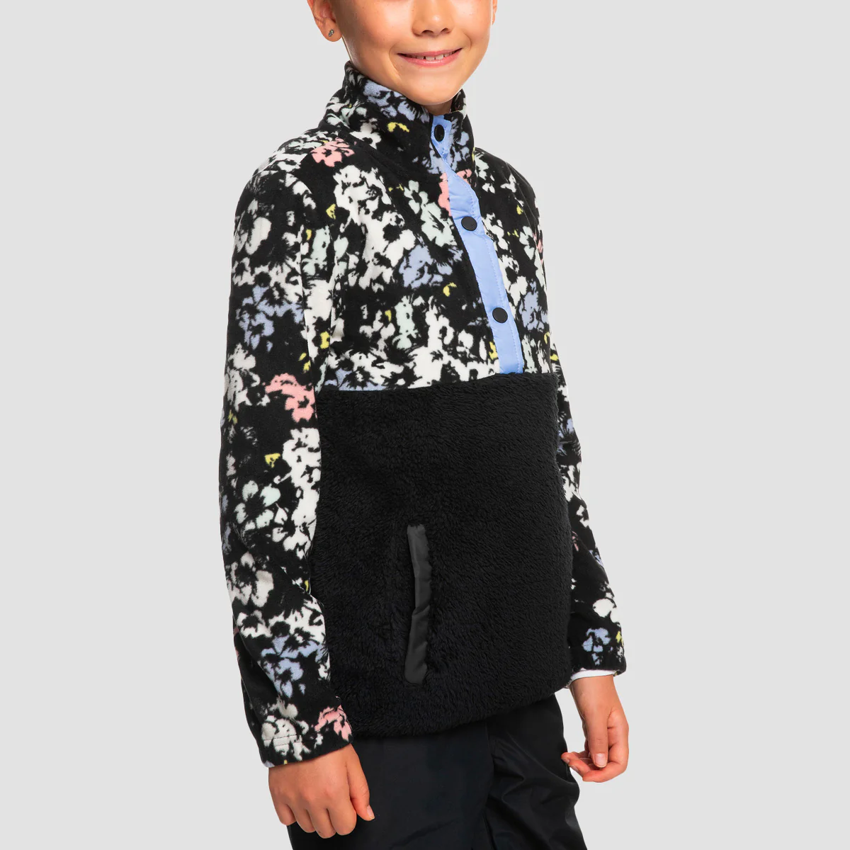 Roxy Alabama Girl Sherpa Fleece True Black Flowers - Girls - Image 2