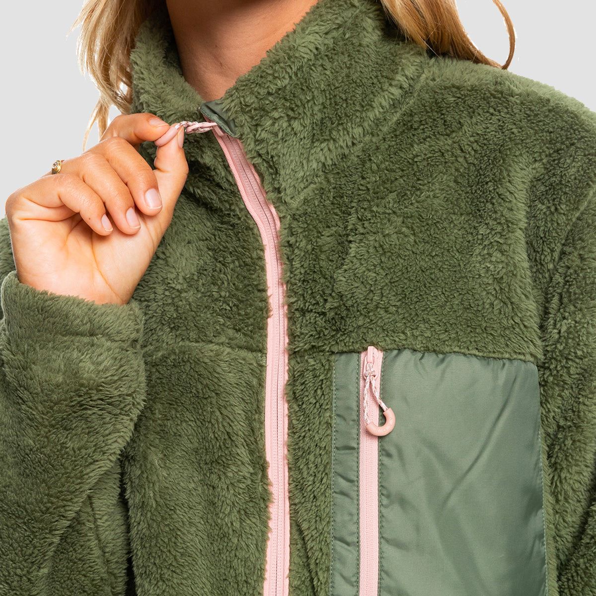 Roxy Alabama Zip Up Fleece Deep Lichen Green - Womens - Image 2