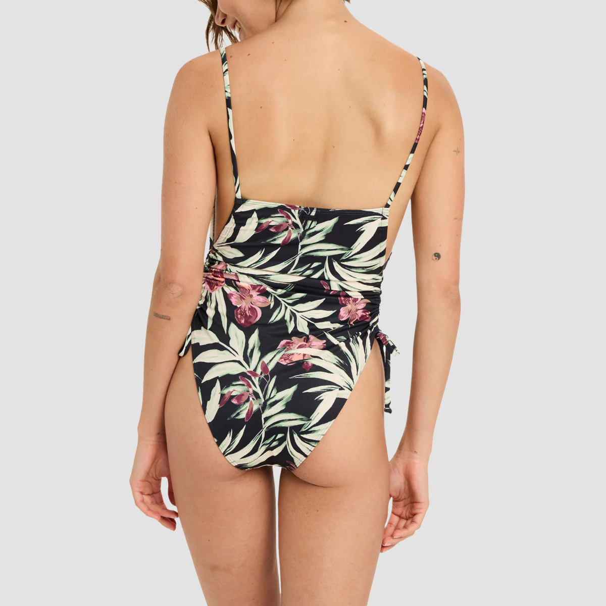 Roxy Beach Classics Fashion One-Piece Swimsuit Anthracite Wind Swept Floral - Womens - Image 2