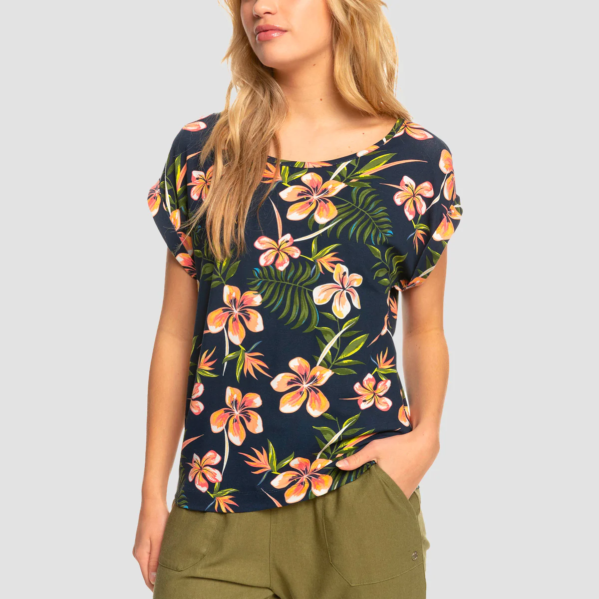 Roxy Clear The Way T-Shirt Mood Indigo Tropical Depth - Womens