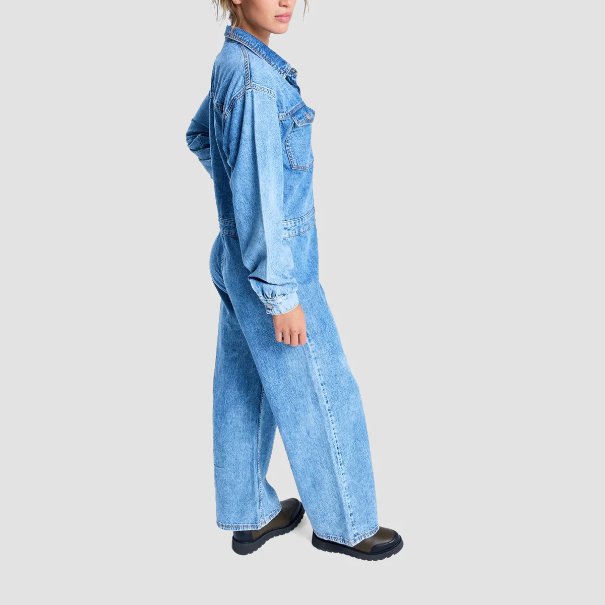 Roxy Coastal Weekend Long Sleeve Denim Romper Suit Beau Blue - Womens - Image 2
