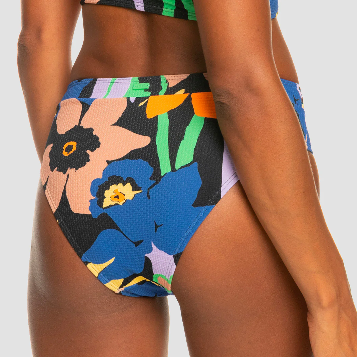Roxy Colour Jam Moderate Bikini Bottoms Anthracite Flower Jammin - Womens - Image 2