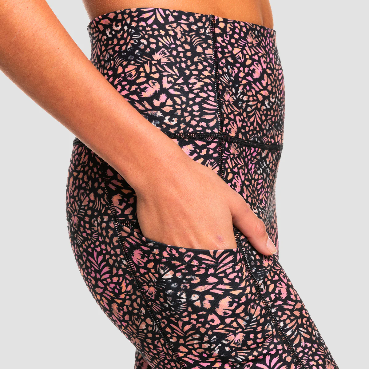 Roxy Heart Into It Ankle Sports Leggings Antracite Animal Dust - Womens - Image 3