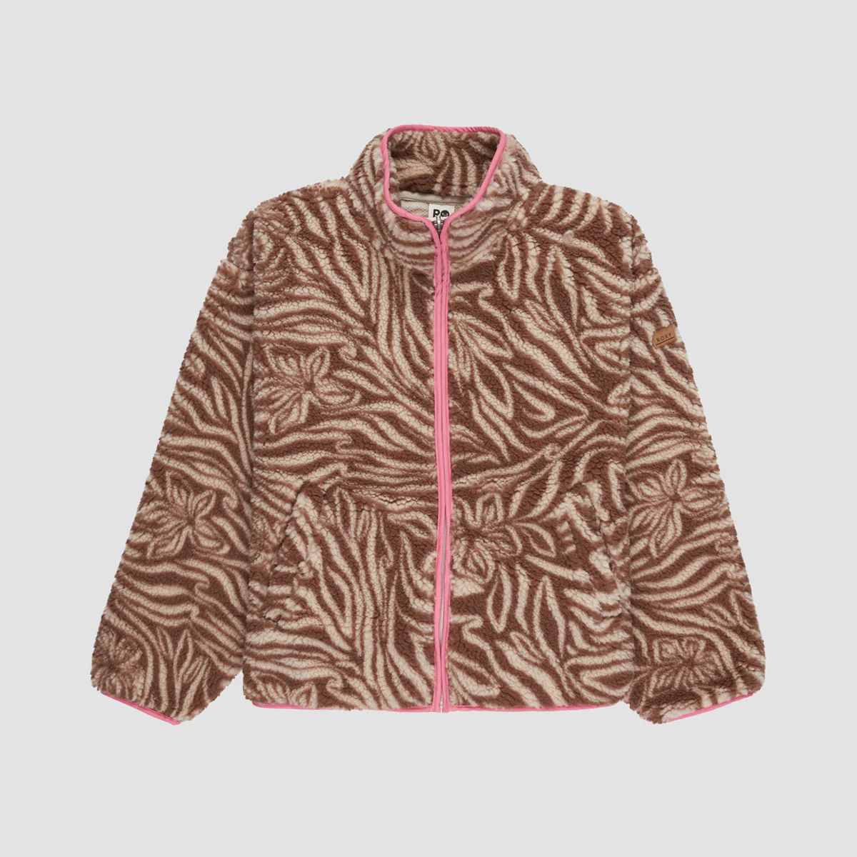 Roxy Like Electricity Polar Fleece Jacket Parchment Animal Floral Big - Girls