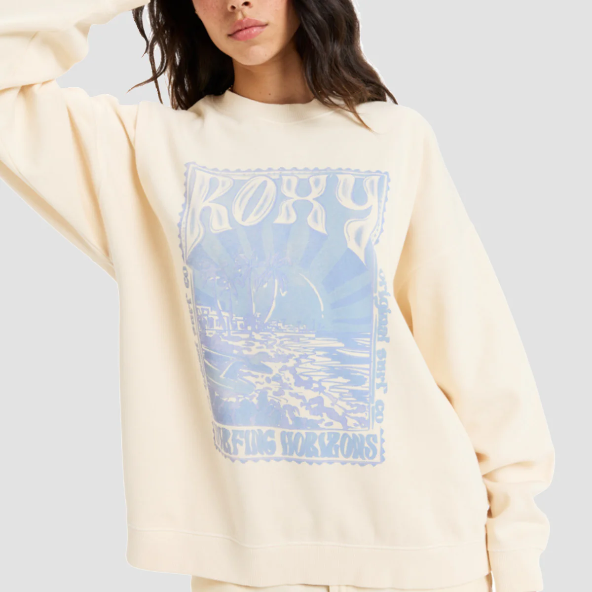 Roxy Lineup Oversize Crew Sweatshirt Parchment - Womens