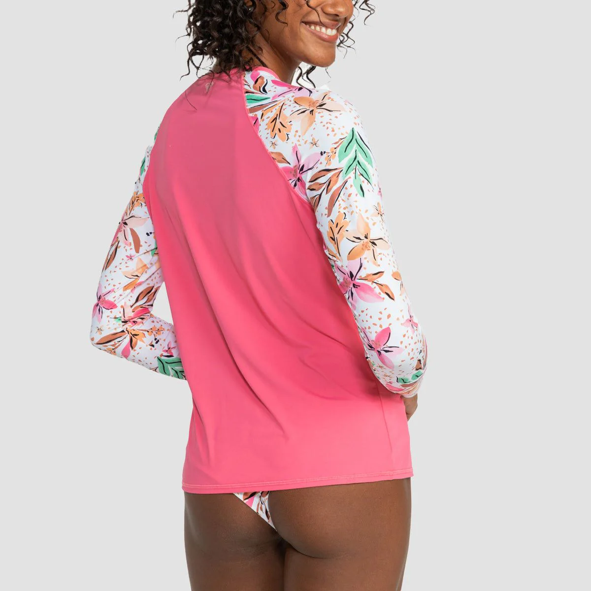 Roxy Lycra Printed Longsleeve UPF 50 Rash Vest White Happy Tropical Swim - Womens - Image 2