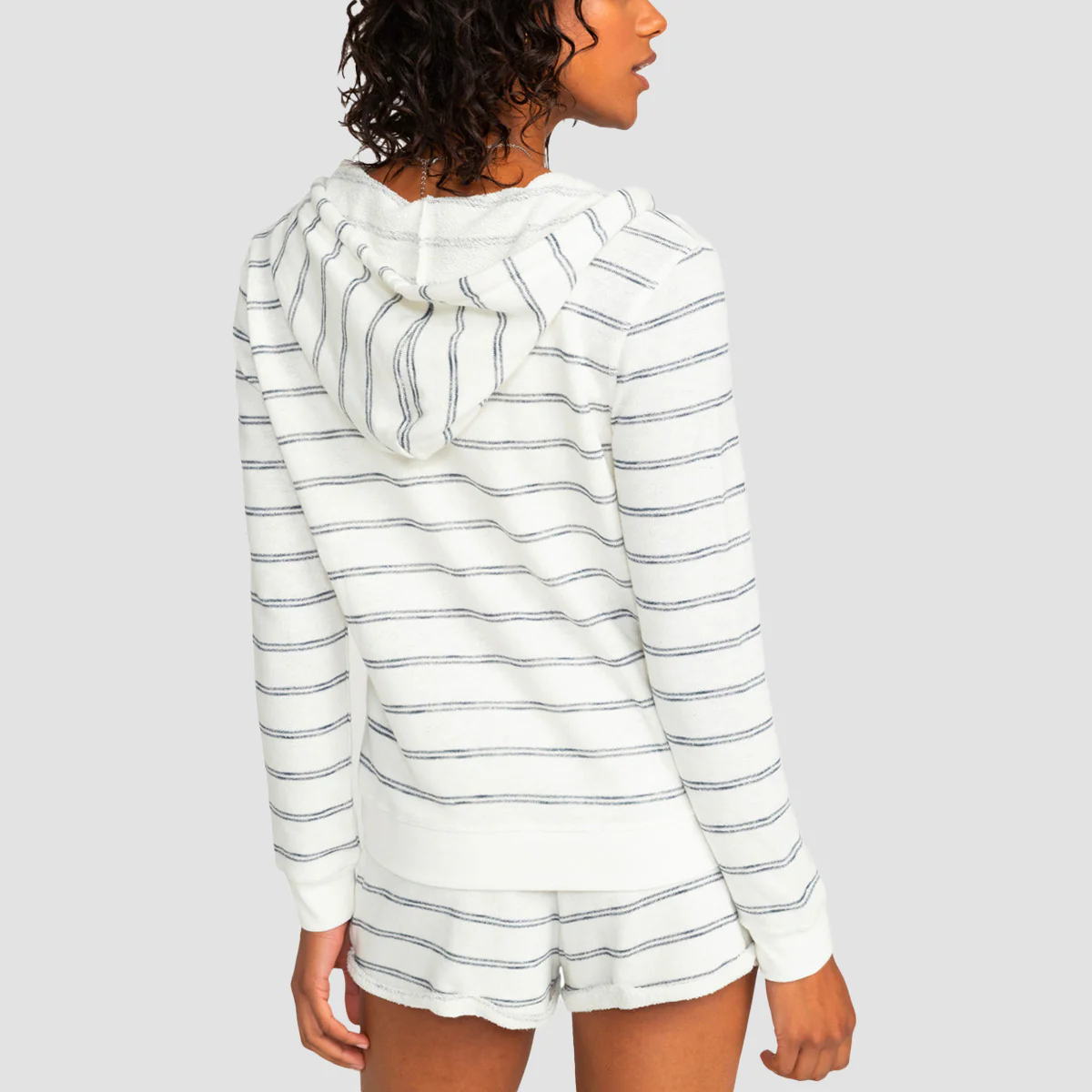 Roxy Perfect Wave Stripes Zip Hoodie Snow White Horiz Will Stripes - Womens - Image 2